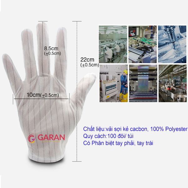 Găng tay chống tĩnh điện làm từ chất liệu vải không dệt kết hợp sợi carbon