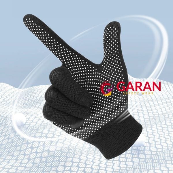 Găng tay chống trượt dệt kim 13 phủ hạt nhựa Nylon