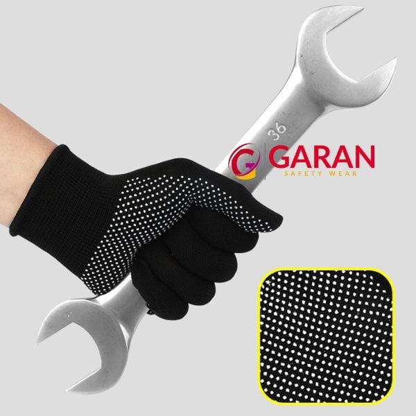 Găng tay chống trượt dệt kim 13 phủ hạt nhựa Nylon