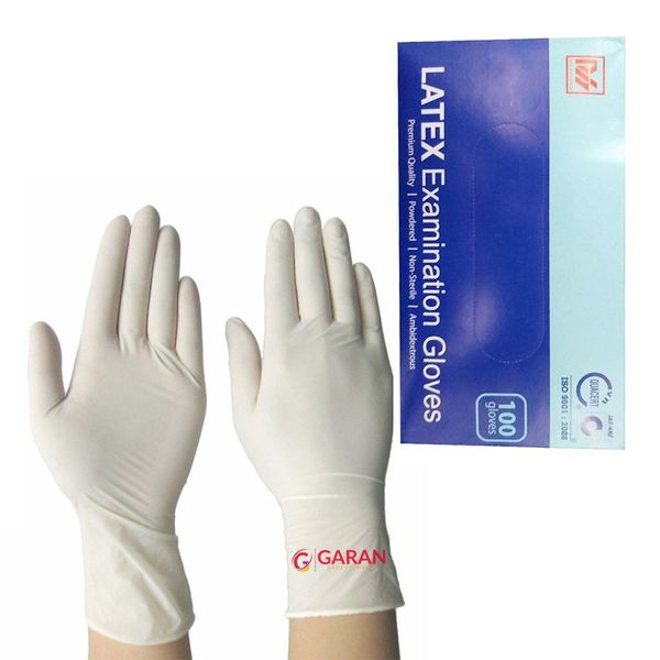 Găng tay cao su tự nhiên LATEX EXAMINATION GLOVES không bột, vừa vặn, dẻo dai và bảo vệ cực tốt