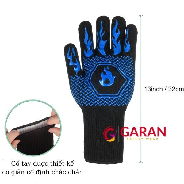 Găng tay lò nướng BBQ phủ Silicone chịu nhiệt độ cao