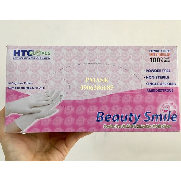 Găng Tay Y Tế HTC Nitrile Beauty Smile Không Bột  GARAN.VN