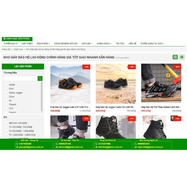 Website giày bảo hộ của Garan