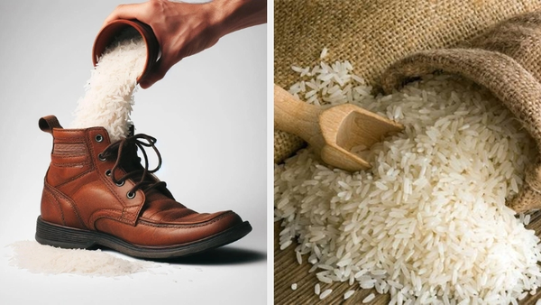 sử dụng gạo làm khô giày