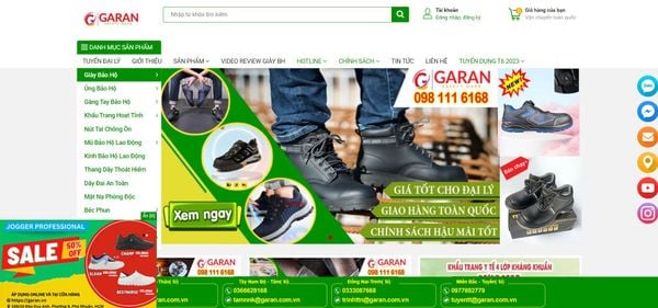 tìm hiểu thông tin trên ưebsite giày bảo hộ của Garan
