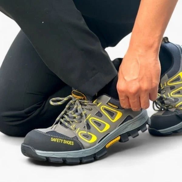 Giày bảo hộ Titan Safety Hilan được làm từ vải lưới cùng với da tổng hợp