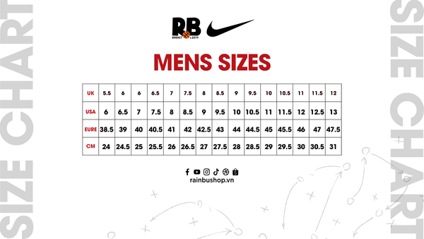 size chart nike benassi