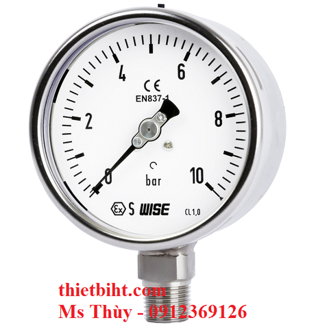 Đồng hồ áp suất P252 inox toàn bộ, tiêu chuẩn En837-1