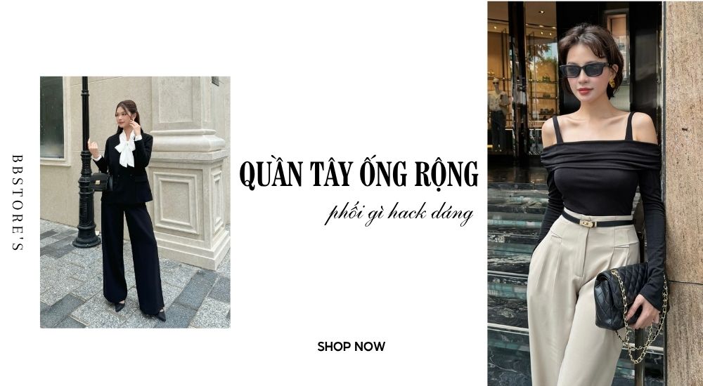 Quần tây ống rộng phối gì hack dáng