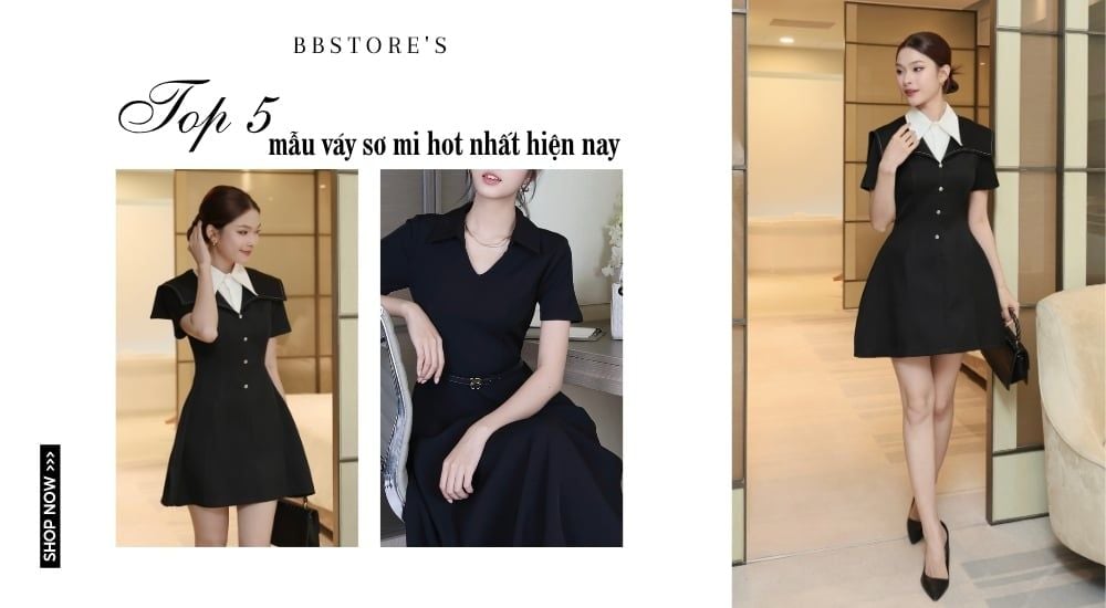 Top 5 mẫu váy sơ mi hot nhất hiện nay