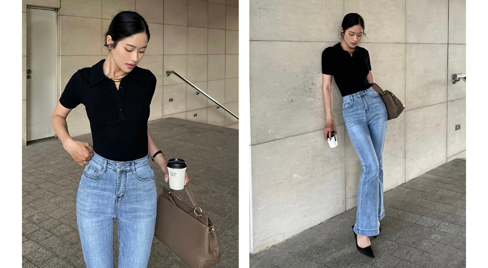 áo polo phối quần jean
