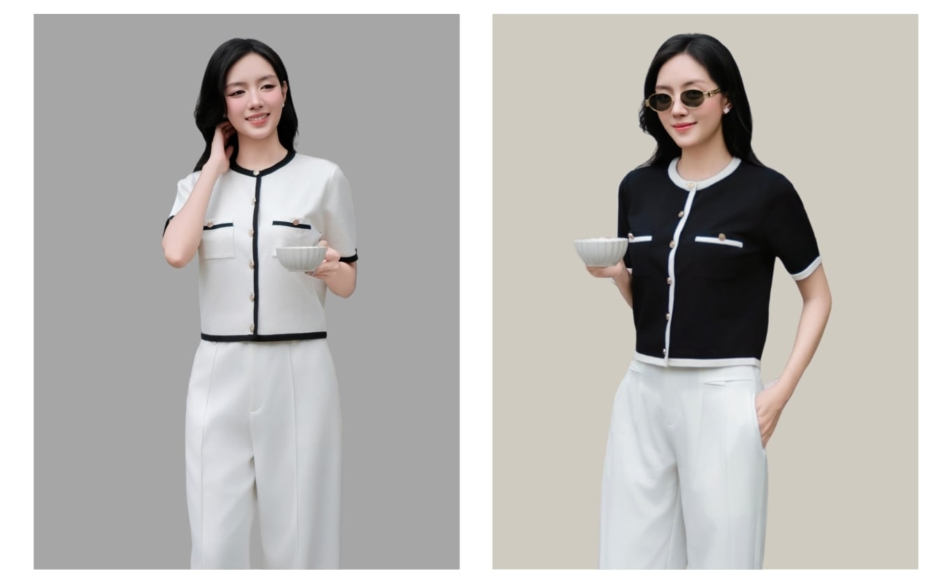 Áo dạo phố dệt kim cổ phối viền A4522V - Ảnh sản phẩm