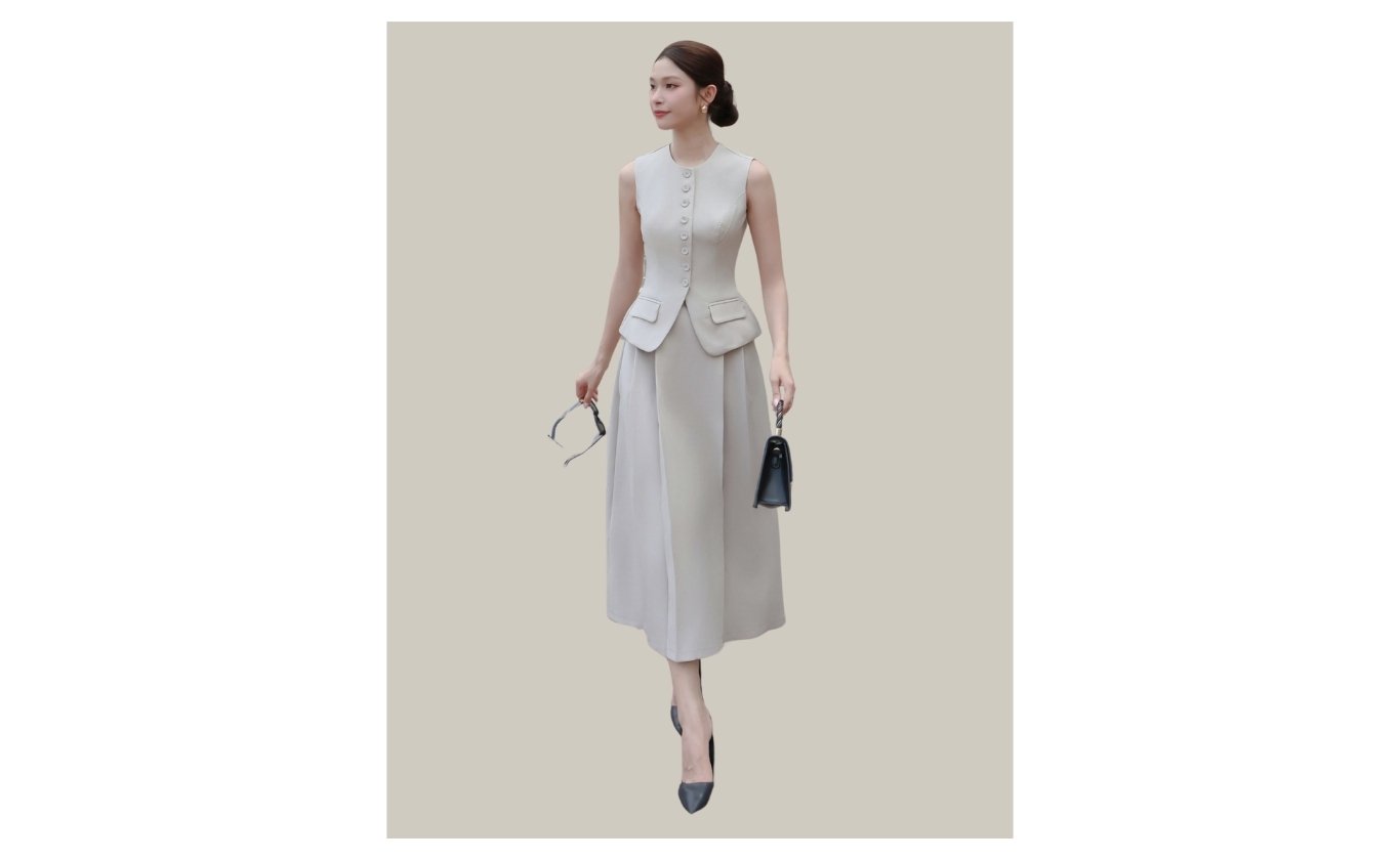 Áo gile công sở nút bọc cotton A4398A - Ảnh trưng bày