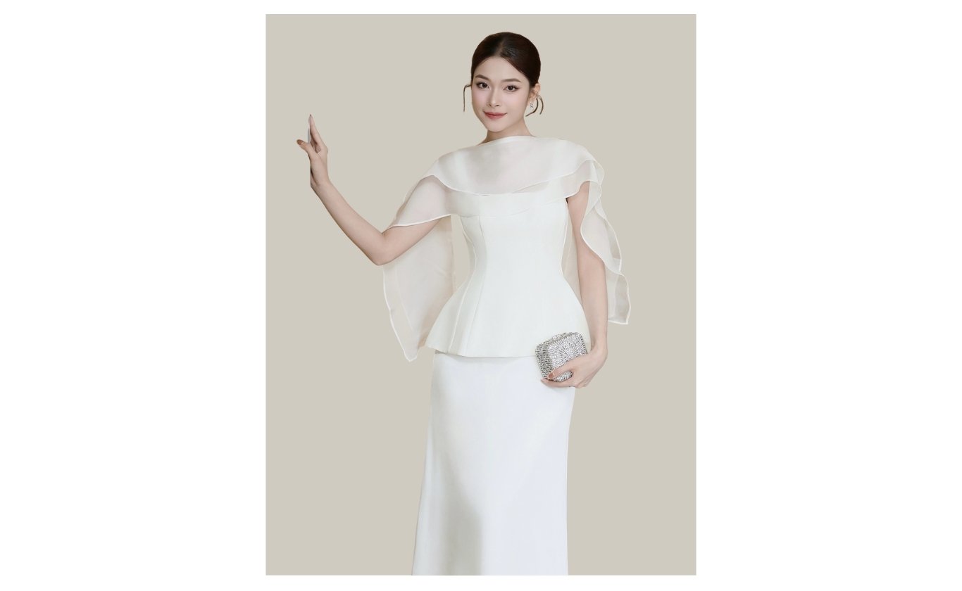 Áo kiểu tiệc cotton peplum A4371A - Ảnh trưng bày