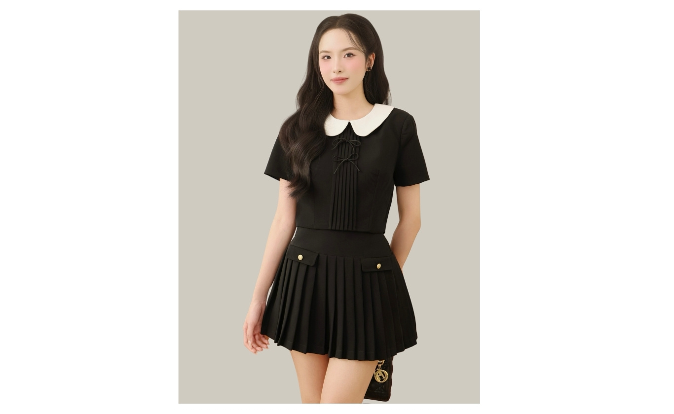 Chân váy dạo phố ngắn dập ly V4467T - Ảnh trưng bày