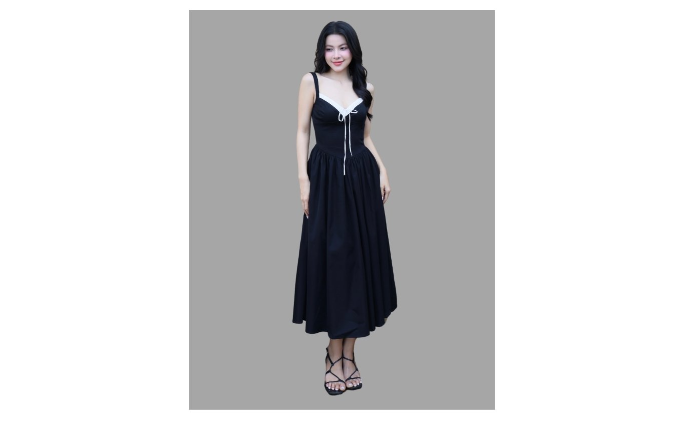 Đầm 2 dây dạo phố dài thắt nơ D4453A - Ảnh trưng bày