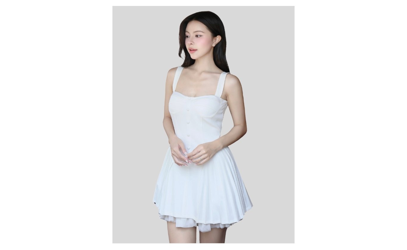 Đầm hai dây xòe dạo phố ngắn D4443A - Ảnh trưng bày
