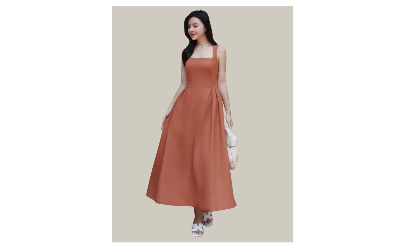 Đầm xòe dài dạo phố cổ vuông D4387B - Ảnh trưng bày