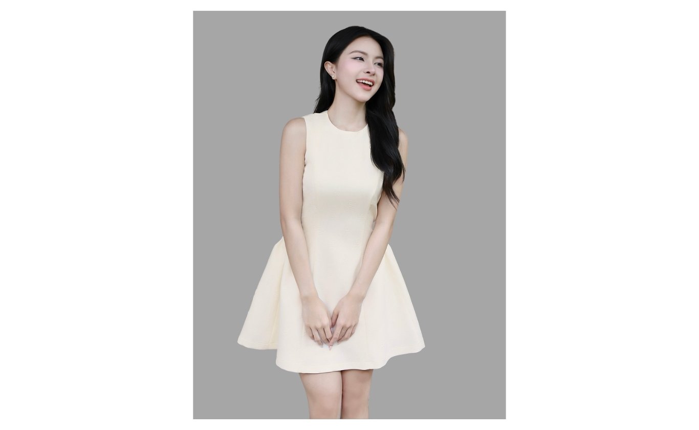 Đầm xòe dạo phố ngắn hoa nổi D4404T - Ảnh trưng bày