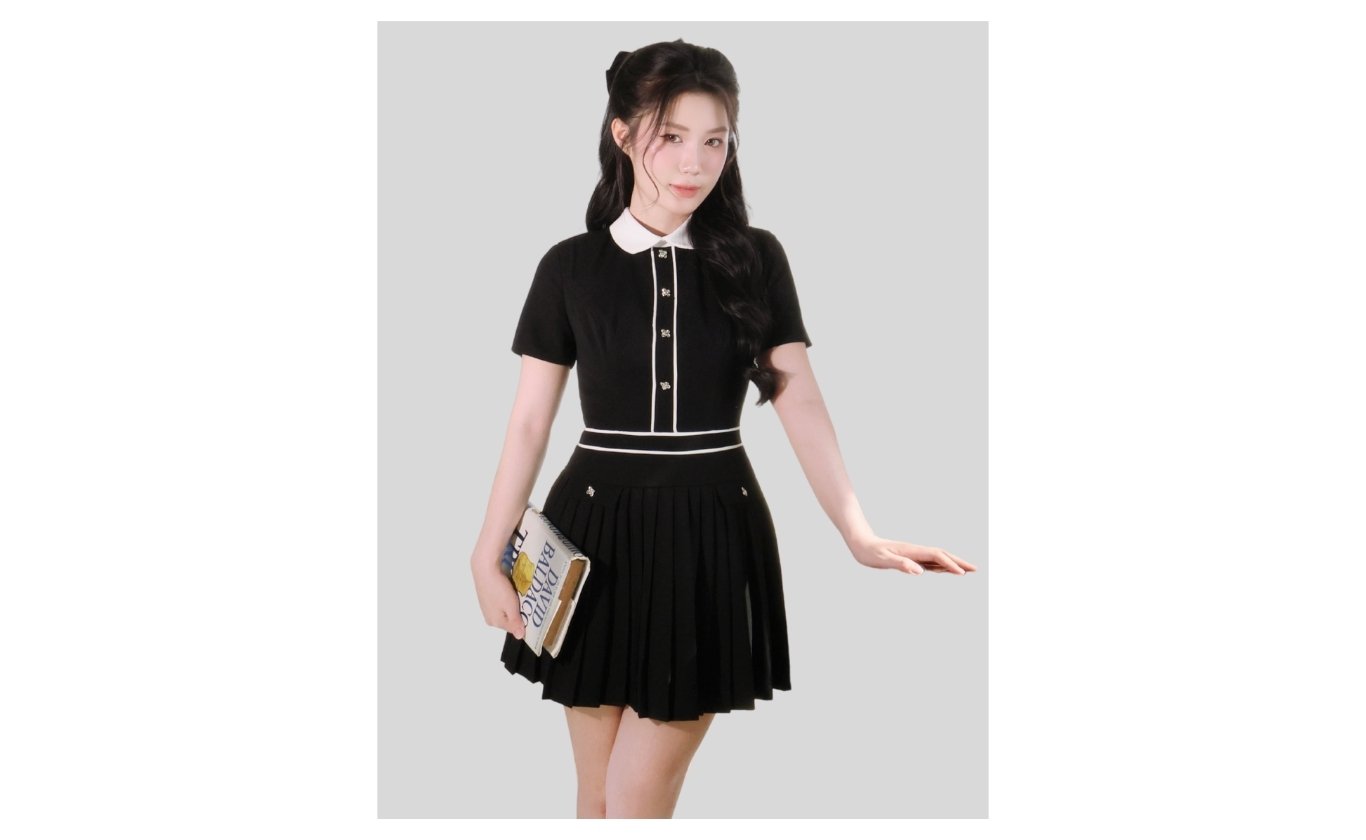 Đầm xoè dạo phố ngắn cổ lá sen D4427A - Ảnh trưng bày