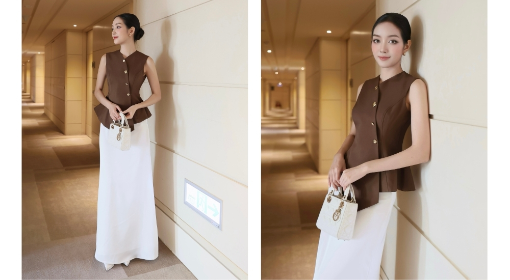 chân váy đuôi cá phối áo gile