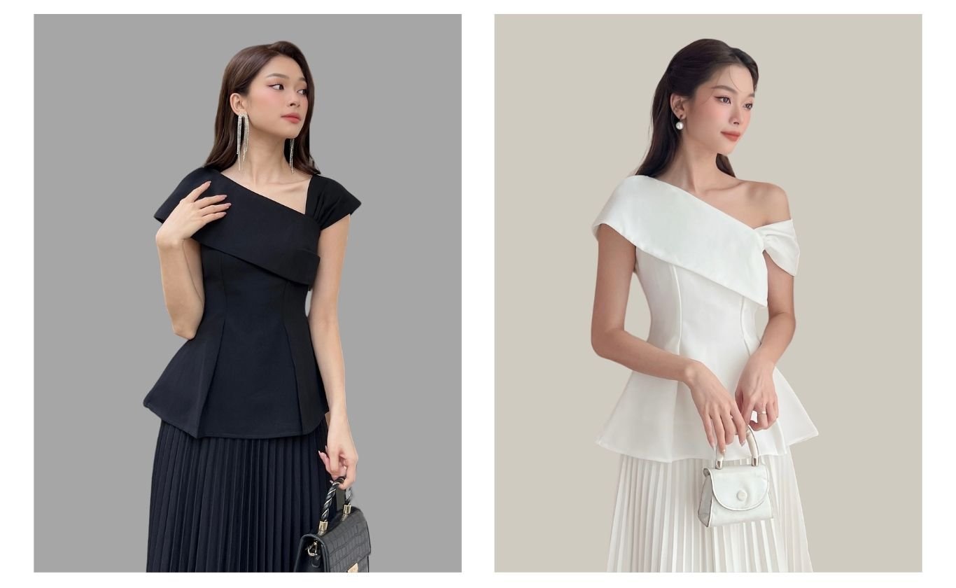 Áo kiểu peplum lệch vai - TK356