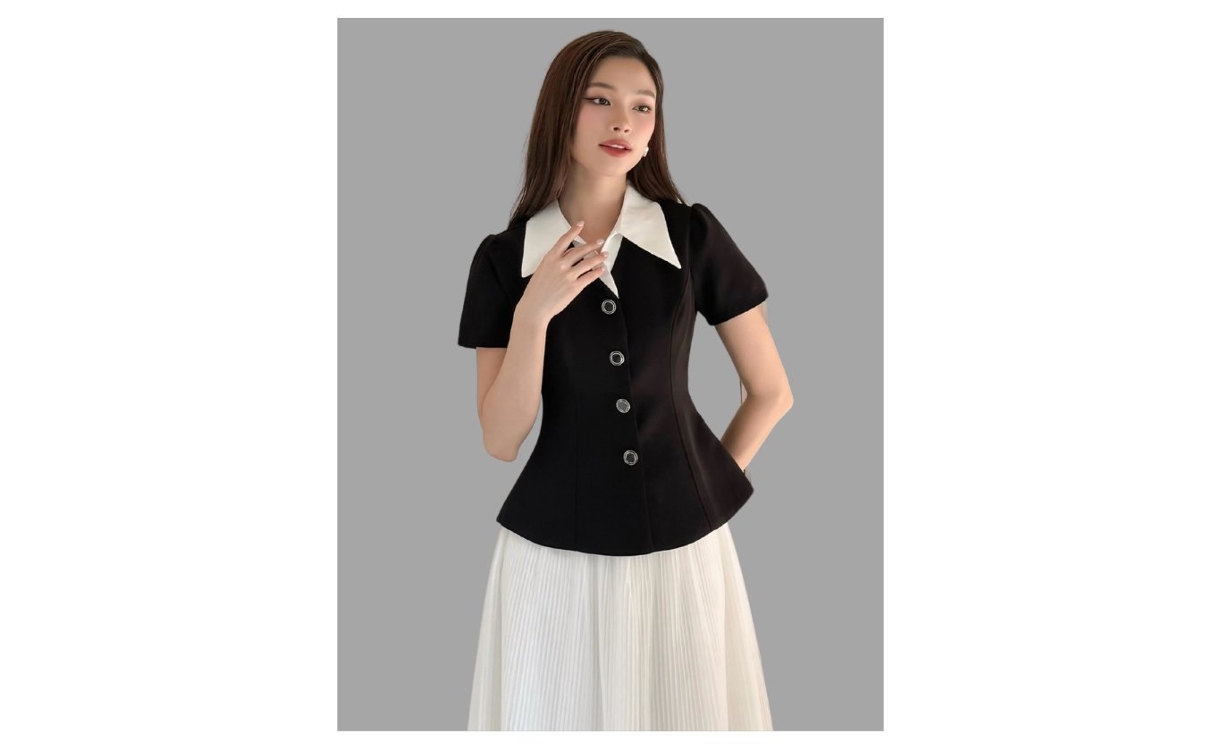 Áo kiểu peplum sơ mi tay ngắn - A3389