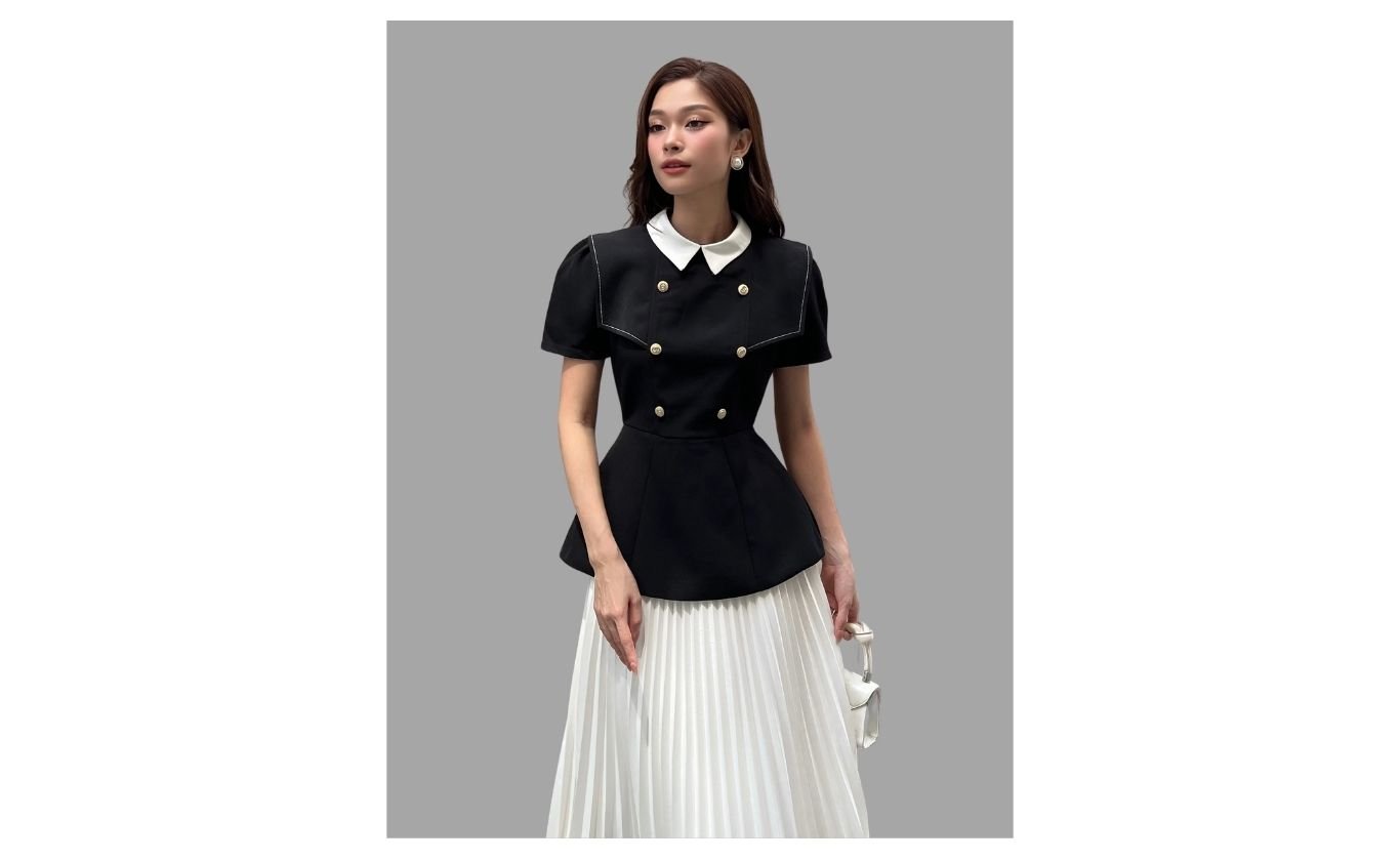 Áo kiểu peplum tay ngắn - A2596