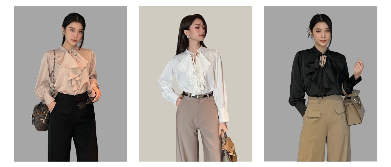 Áo sơ mi công sở phối viền bèo - CSA1454