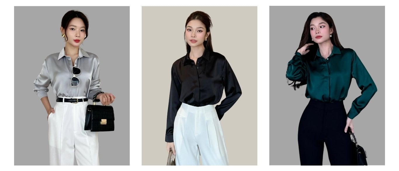 Áo sơ mi công sở vải lụa mát - A2379