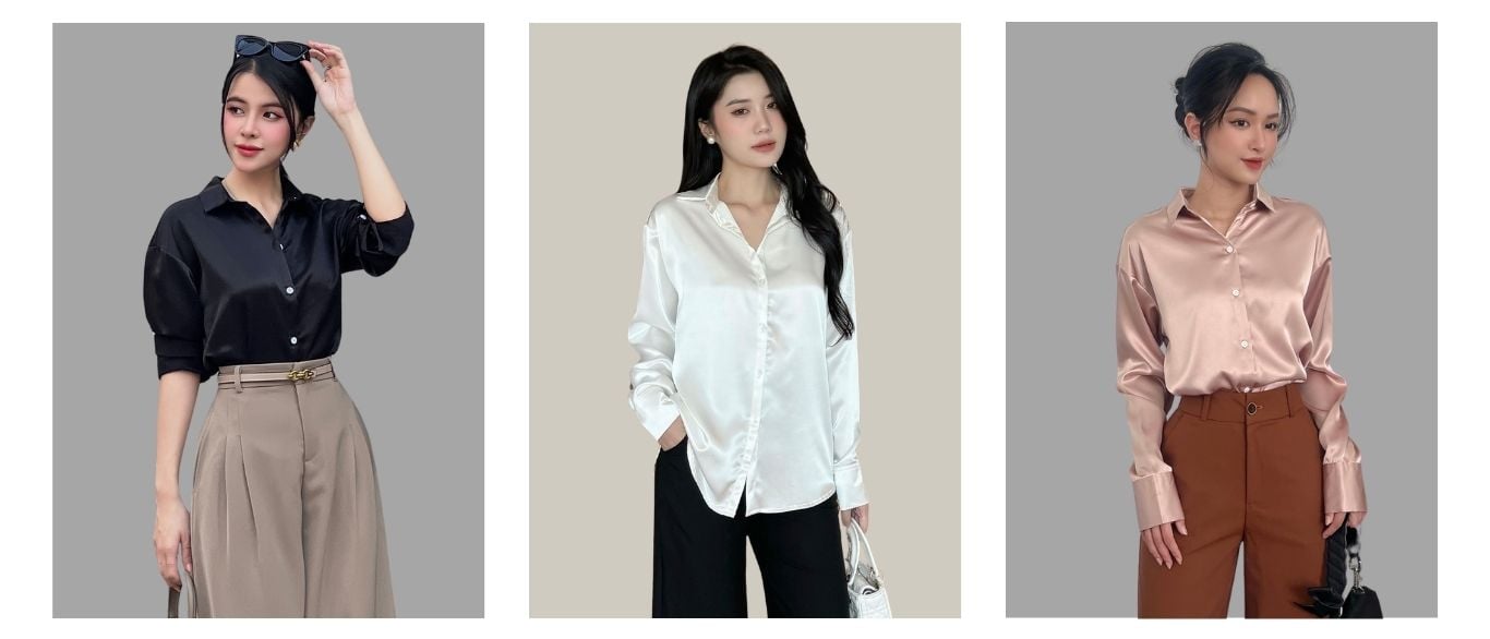 Áo sơ mi công sở vải lụa mát - TK18