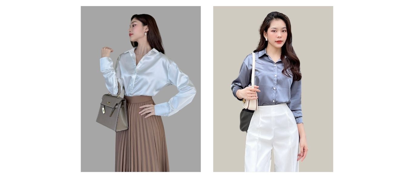 Áo sơ mi công sở vải lụa mát - TK18
