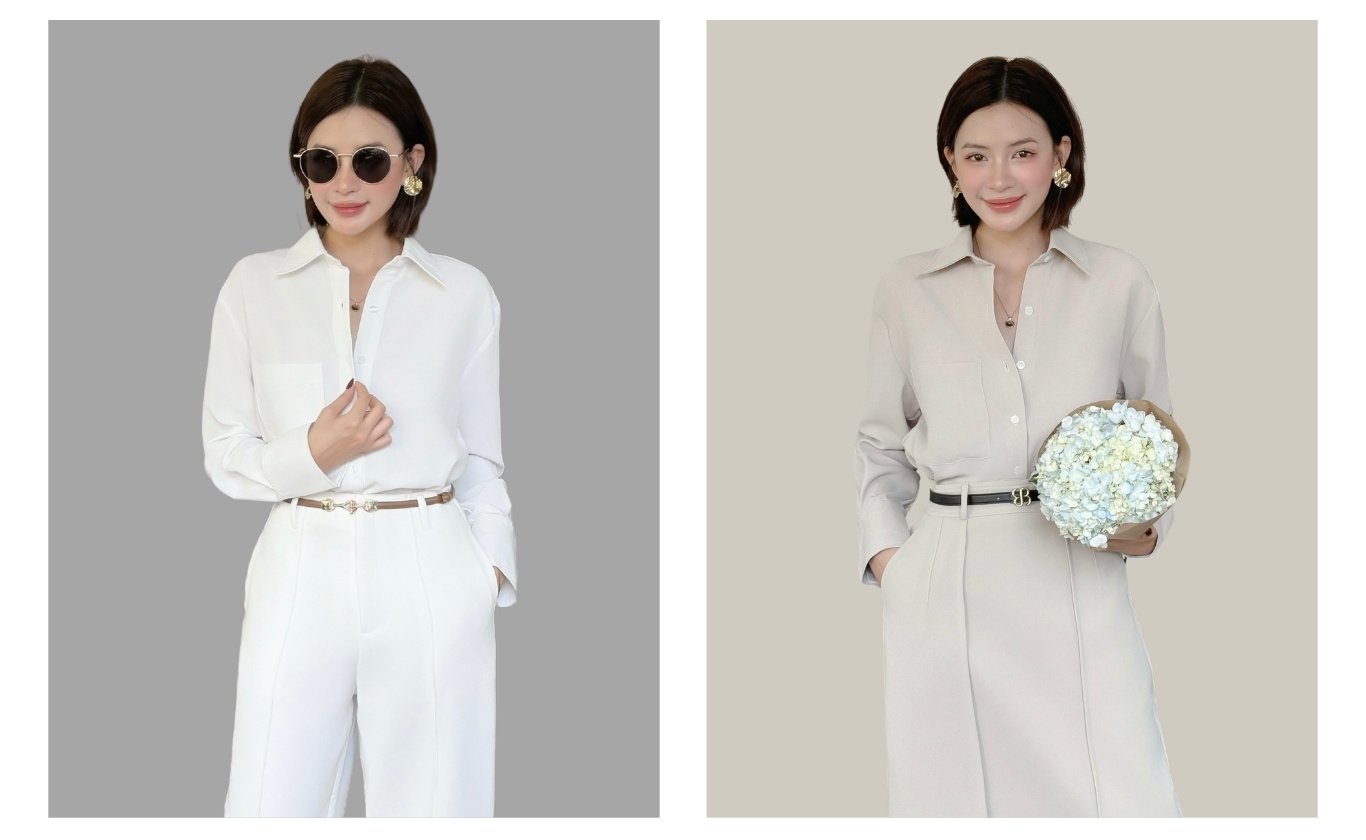 Áo sơ mi form rộng tay dài - A4129H