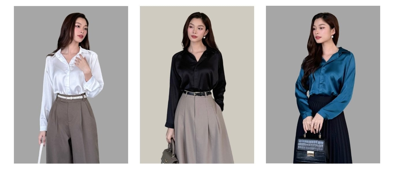 Áo sơ mi lụa công sở nhiều màu - A1251