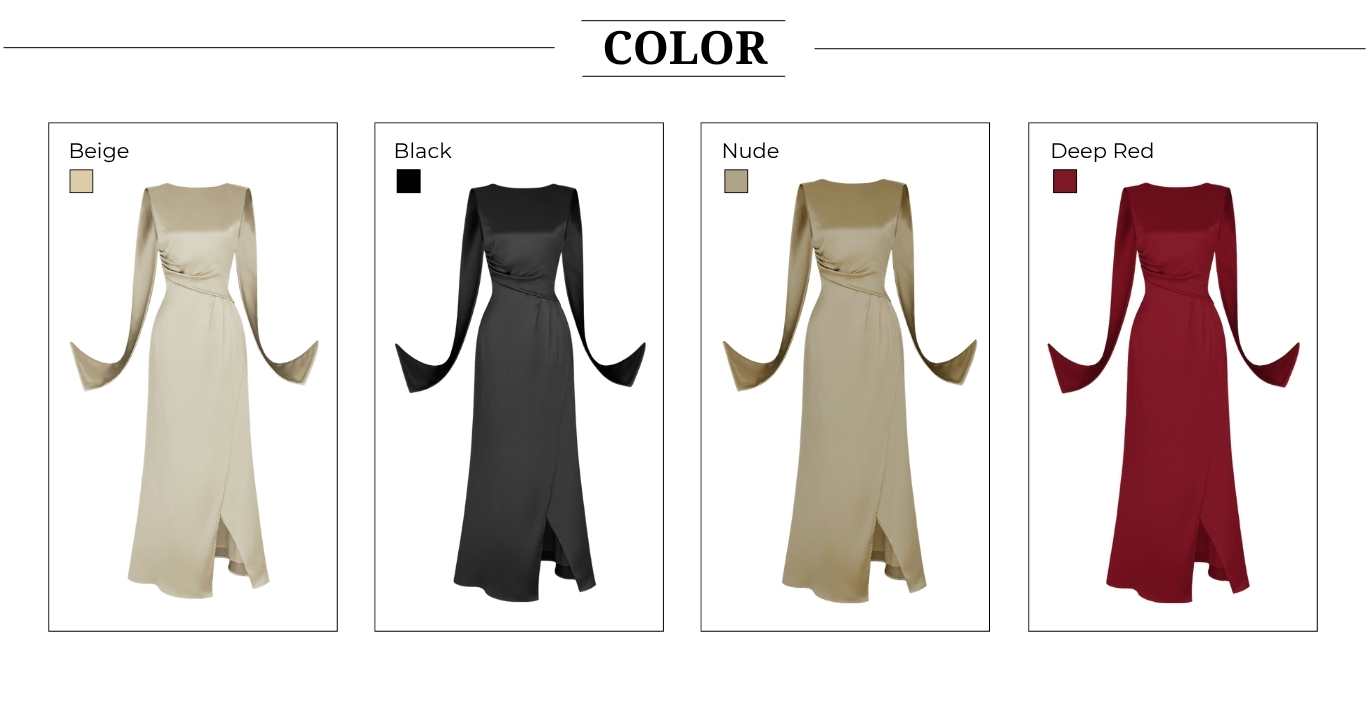 Đầm tiệc lụa dài cổ thuyền đắp tà D4512T - Bảng màu