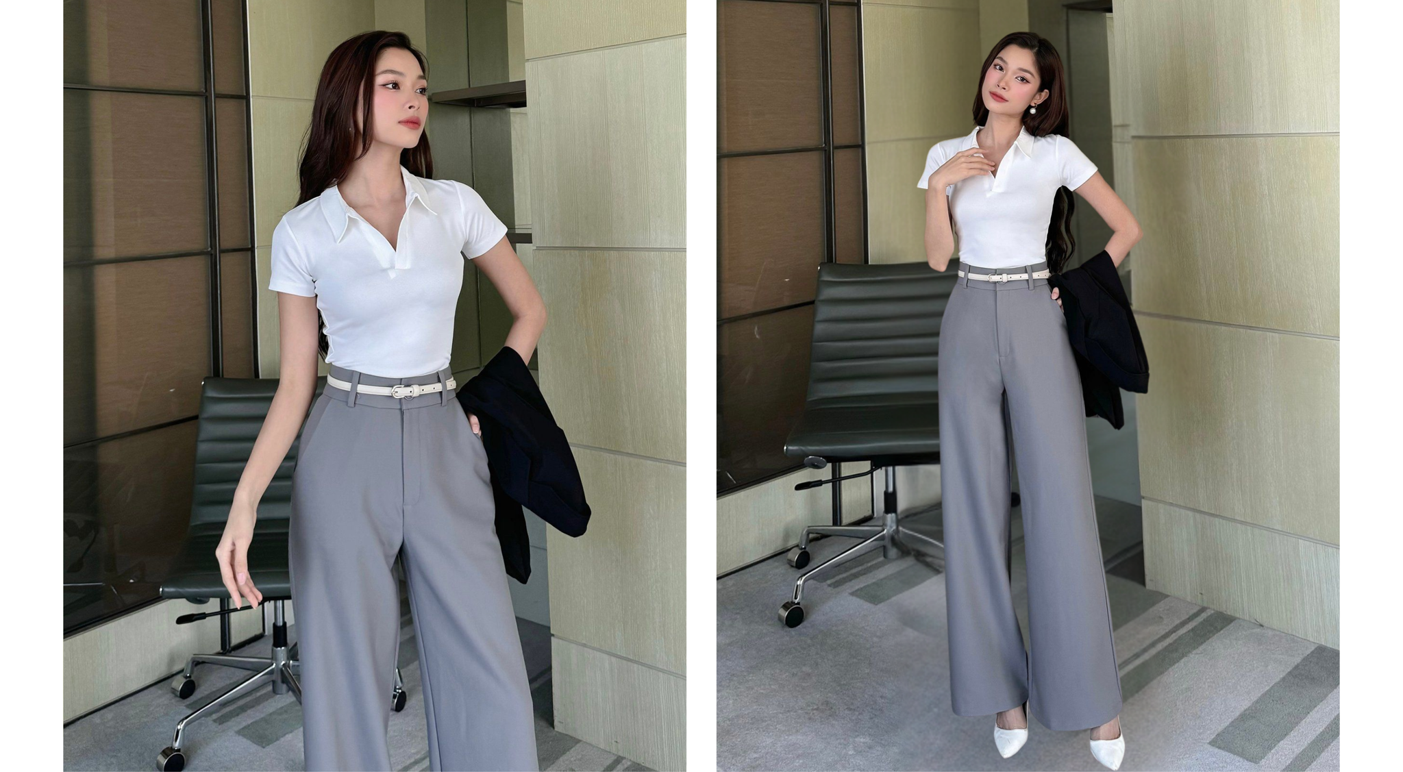 Áo thun tay ngắn phối cổ sơ mi