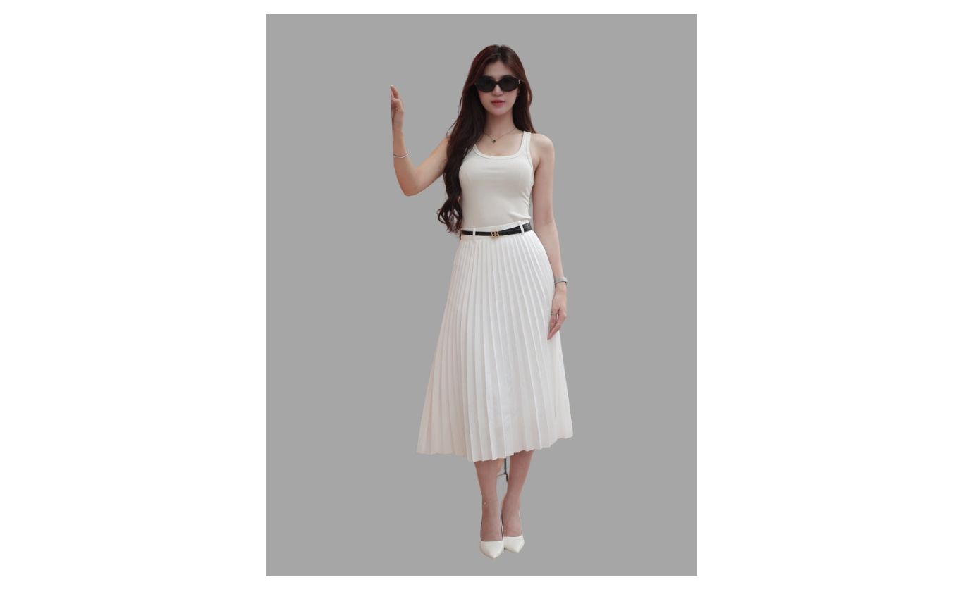 Chân váy công sở dài xếp ly - V3920H