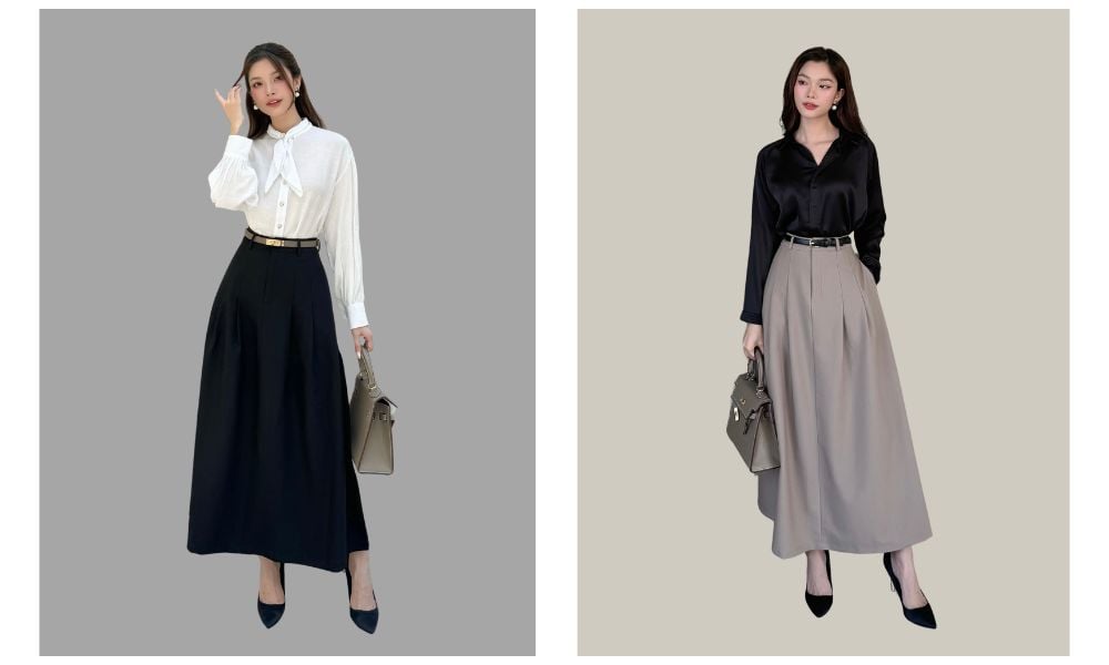 Chân váy công sở xếp ly - V1924