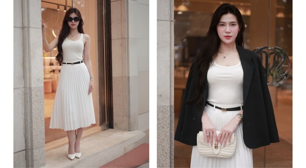 Chân váy xòe tiệc dài cotton V3920H