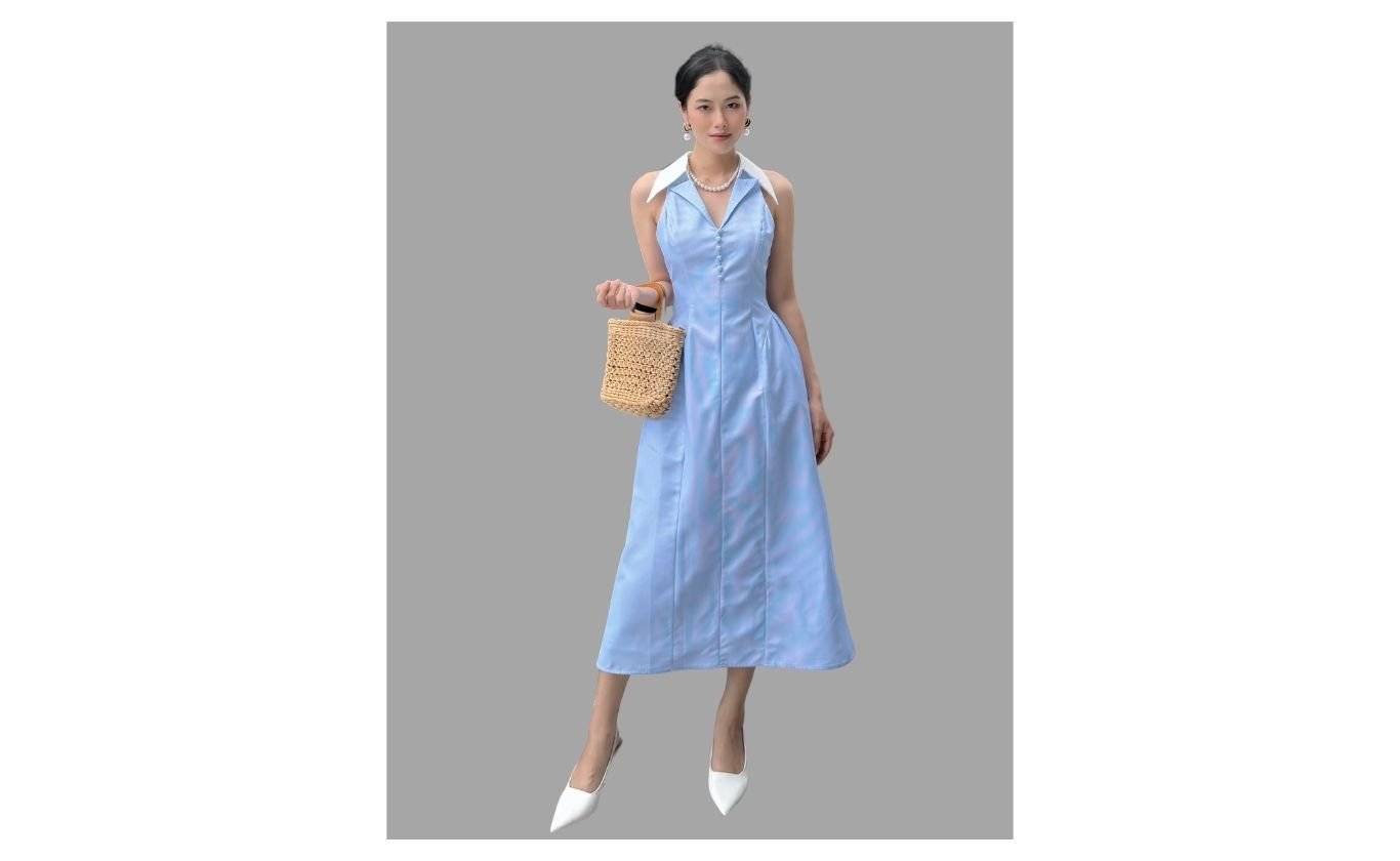 Đầm dài xòe sát nách - D3980T