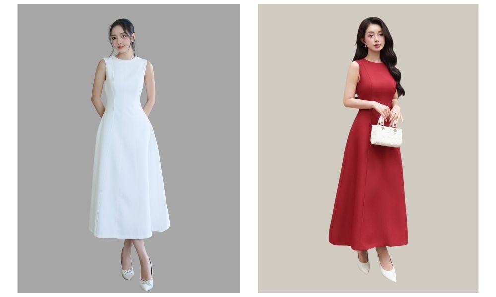 Đầm dự tiệc dài xòe cổ tròn - D4253A