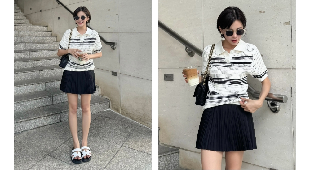 Áo thun dệt kim sọc ngang - A3766