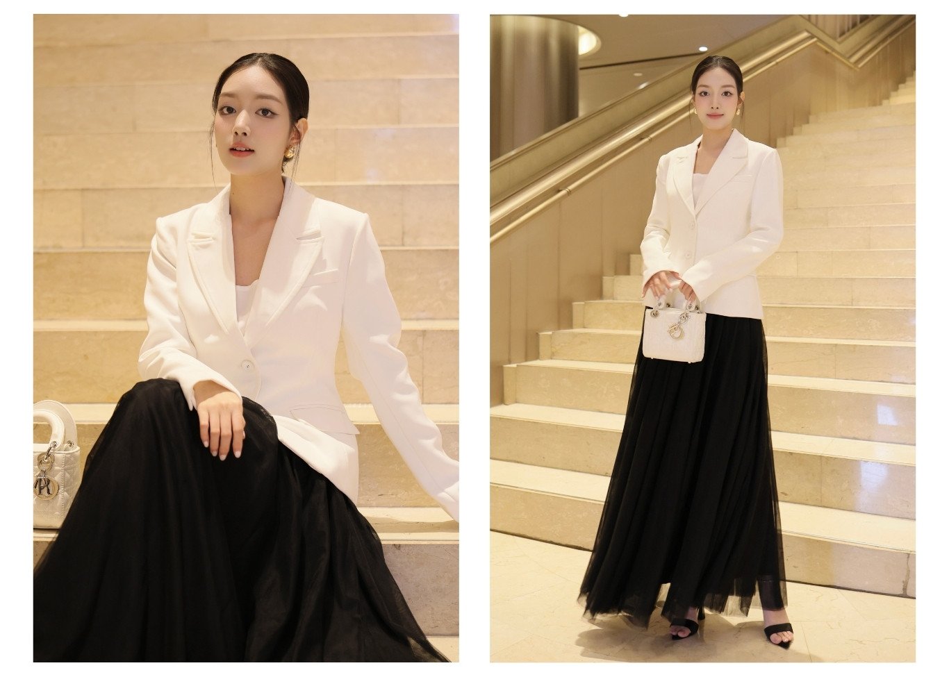 Áo blazer tiệc tay dài chiết eo A4485A - Lookbook mẫu