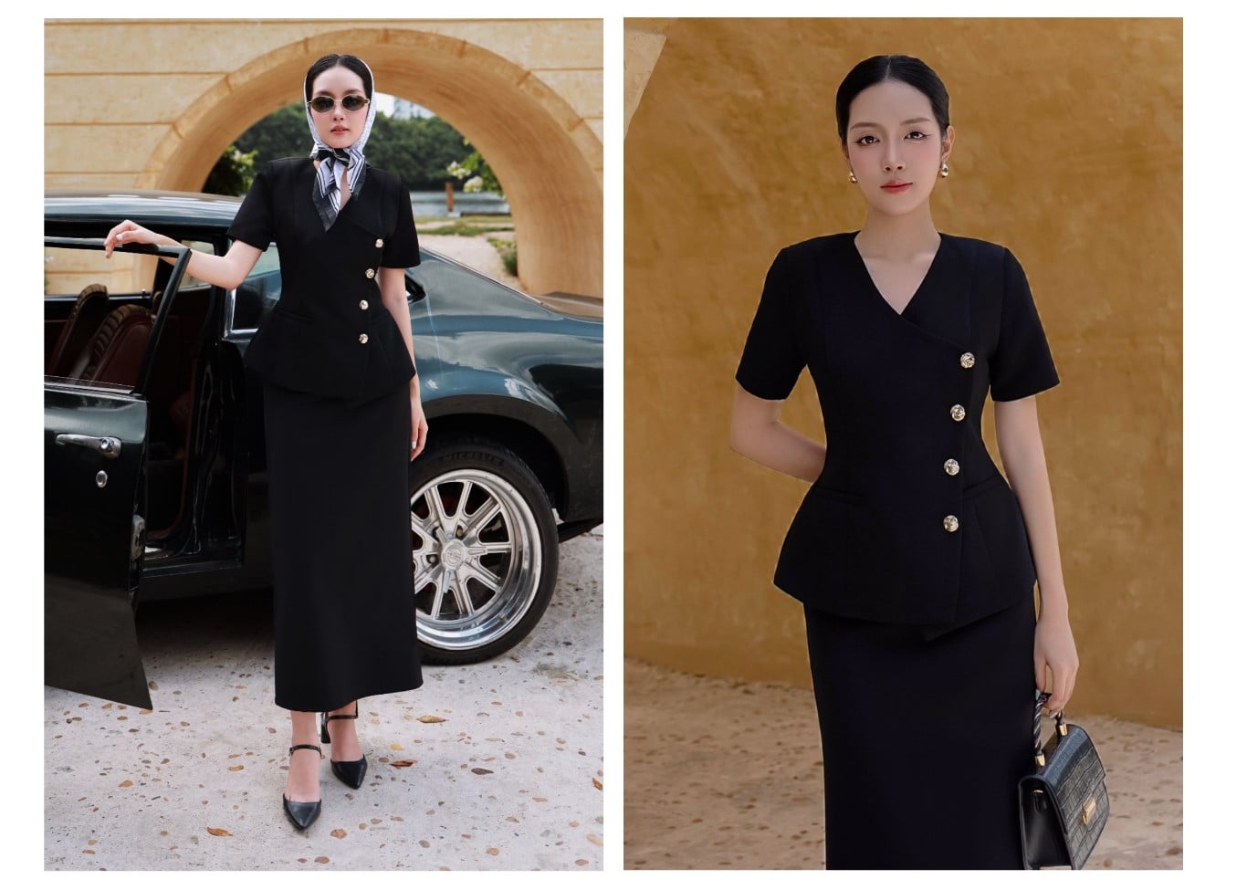 Áo kiểu công sở peplum vạt xéo A4519A - Ảnh lookbook