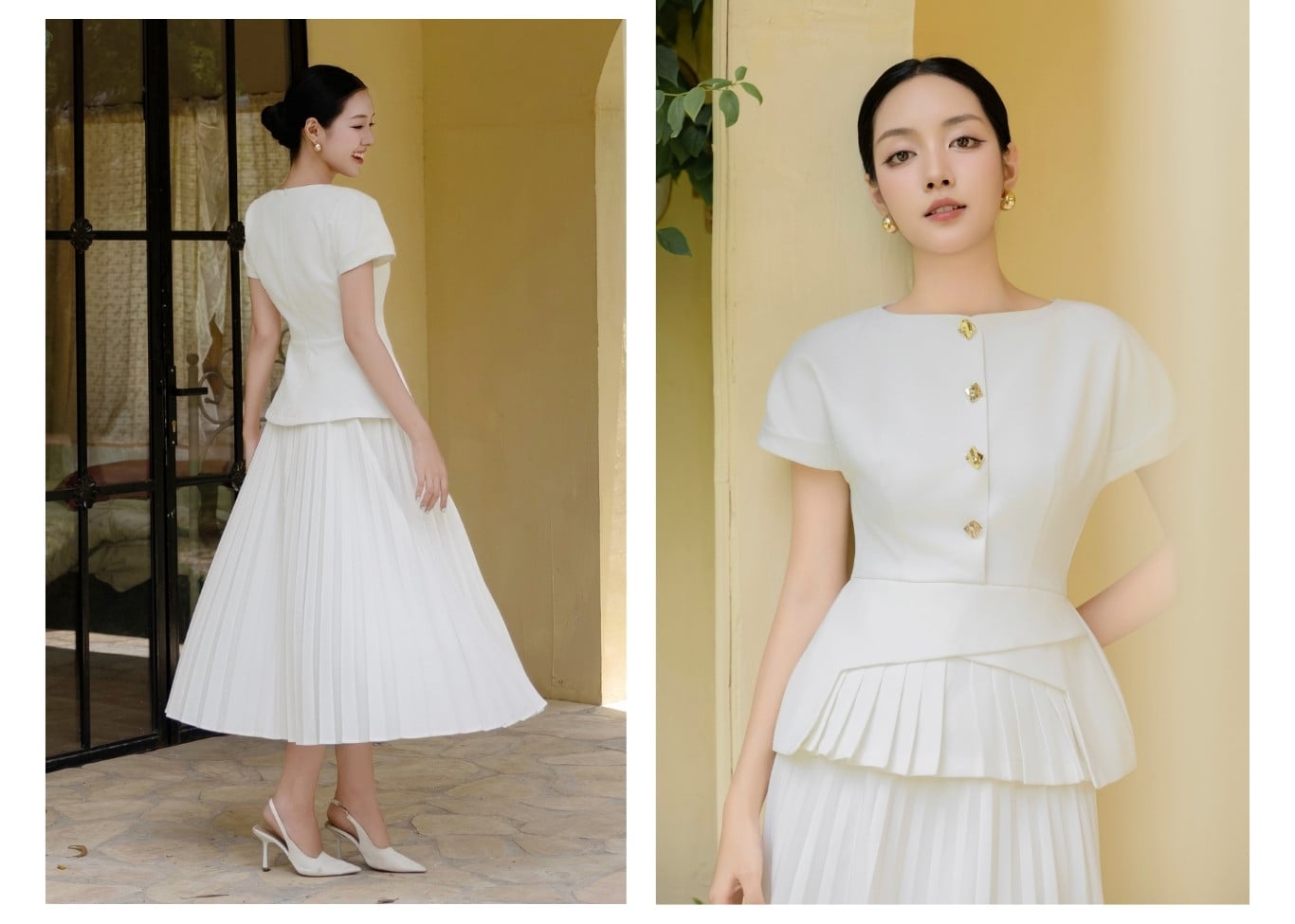 Áo kiểu công sở peplum xếp ly A4521A - Ảnh lookbook