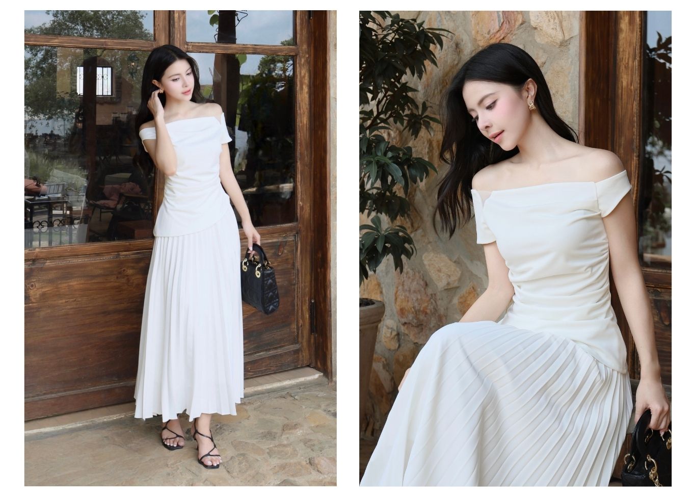 Áo kiểu dạo phố trễ vai tà xéo A4448T - Ảnh lookbook mẫu 1