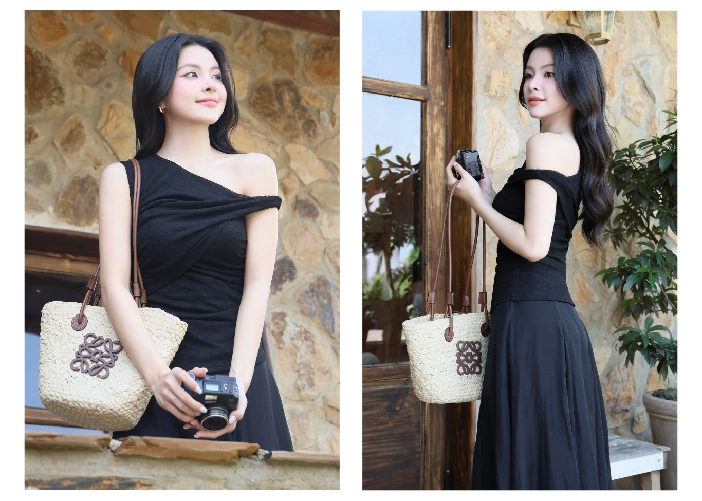 Áo kiểu dạo phố xoắn vai A4439B - Ảnh lookbook mẫu 1