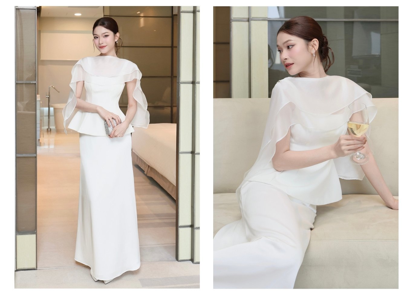Áo kiểu tiệc cotton peplum A4371A - Lookbook mẫu 2