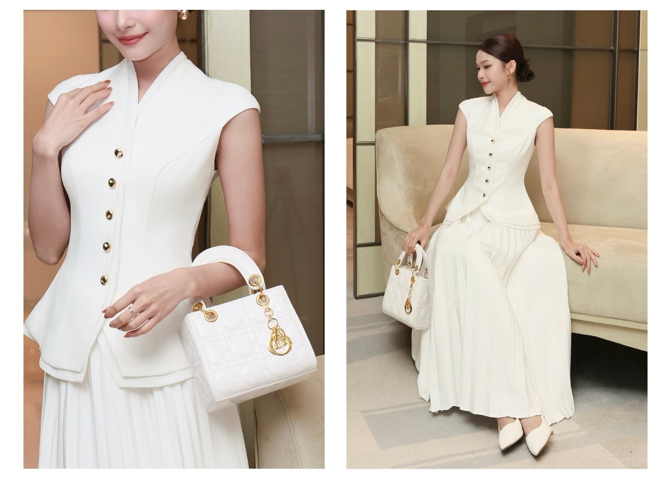 Áo kiểu tiệc peplum kết nút kiểu A4425B - Ảnh lookbook mẫu 1