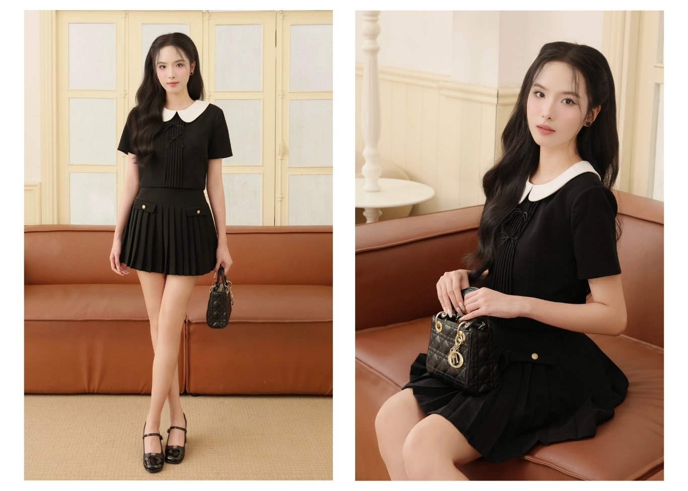Chân váy dạo phố ngắn dập ly V4467T - Ảnh lookbook mẫu 1